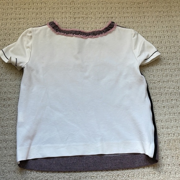 Tristan Pink & White Mixed Materials T-Shirt Made in Canada Size XS - Picture 5 of 10